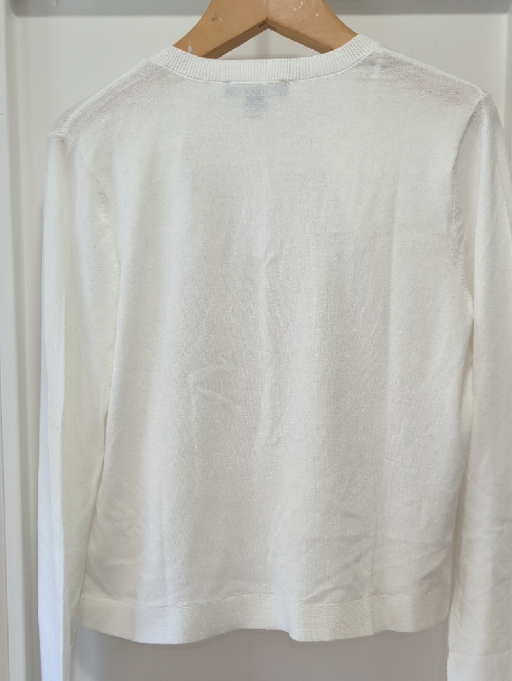 Ann Taylor White Open-Front Knit Cardigan with Crew Neckline Size Small - Picture 9 of 10